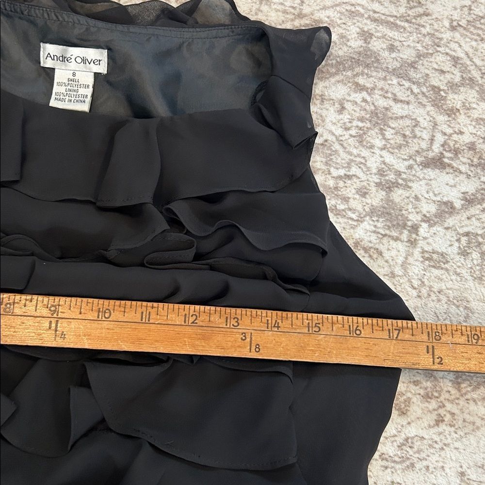 Andre Oliver Black Ruffle Mini Dress size 8 - Picture 5 of 7